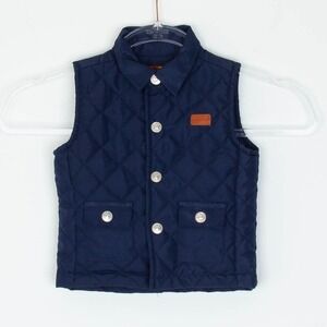 7 For All Mankind Kids‎ Quilted Vest Top Collared Button Front Navy Size 12M